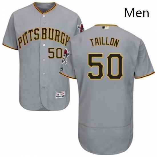 Mens Majestic Pittsburgh Pirates 50 Jameson Taillon Grey Road Flex Base Authentic Collection MLB Jersey